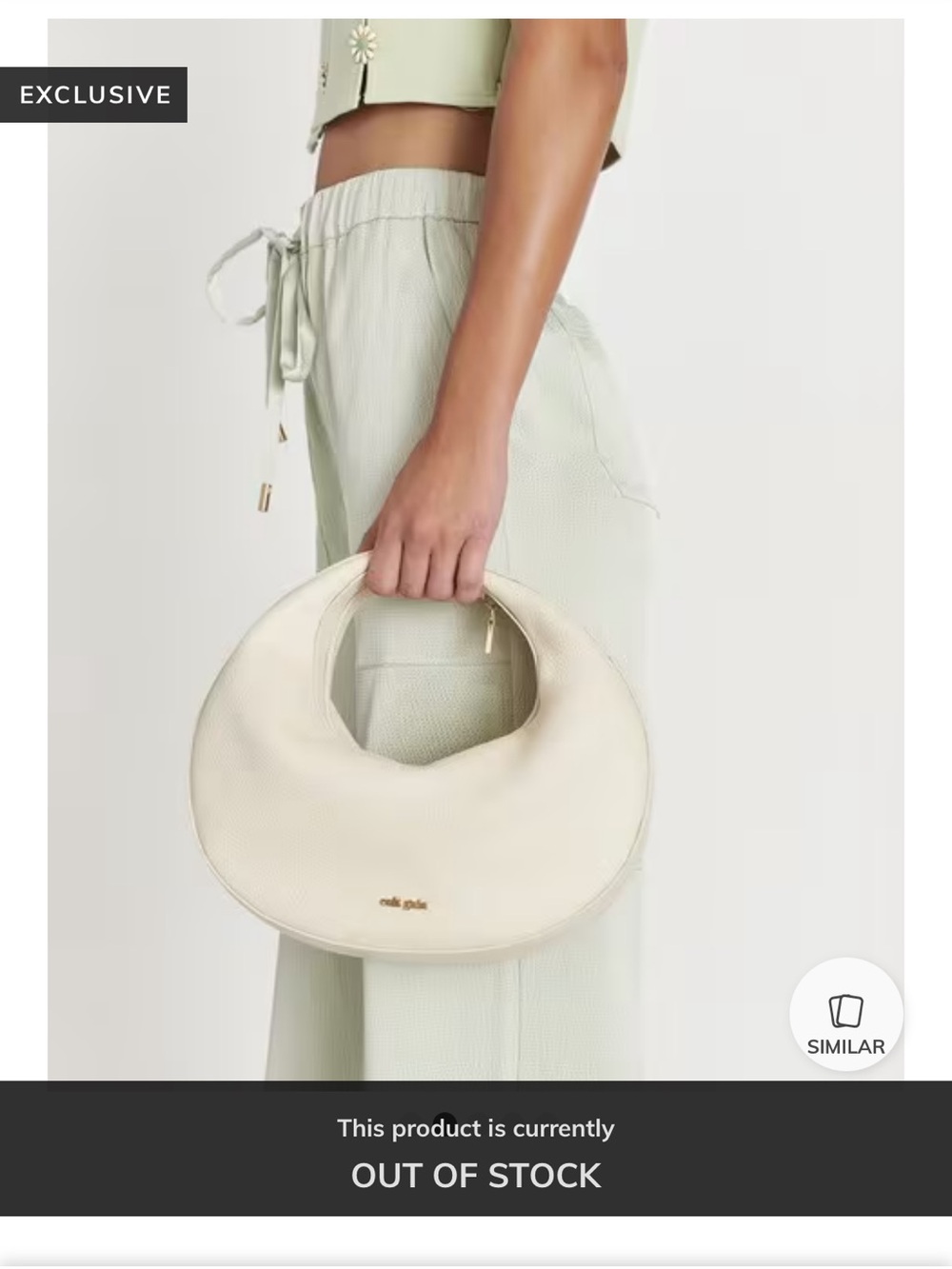 Authentic Cult Gaia Valisa Neutral Top Handle Crescent Handbag